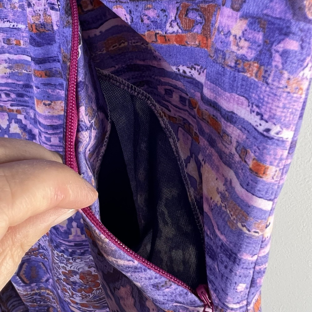 Title Nine Sz 14 Nimblene Arabella Quick Dry Shelf Bra Back Zip Purple Dress Gym - Picture 6 of 16